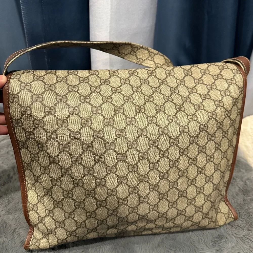 Gucci Beige and Brown Monogram Messenger Bag